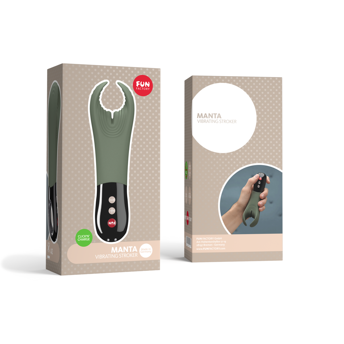 Fun Factory Manta - Moss Green - Vibrating Stroker