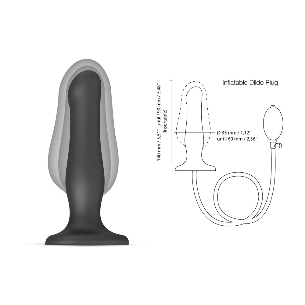 Strap On Me - Inflatable Dildo Plug Black