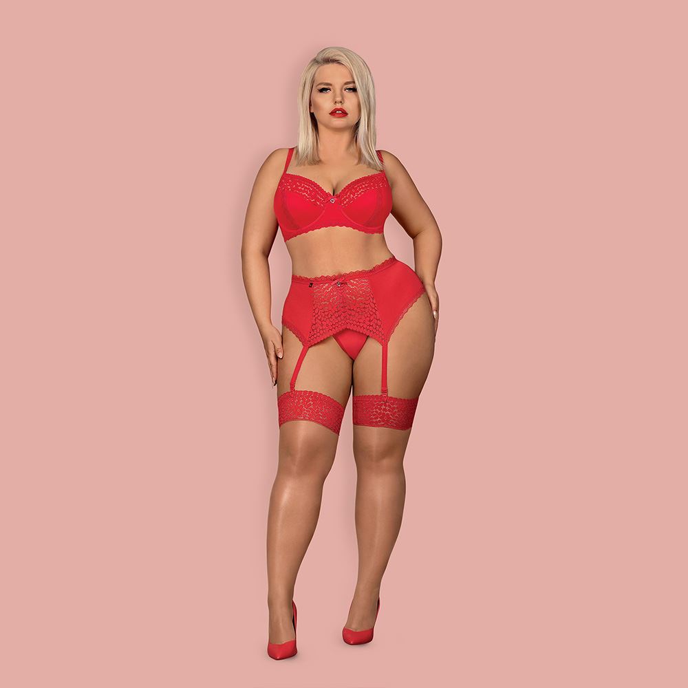 Obsessive - Jolierose 3-pcs set XXL - Red