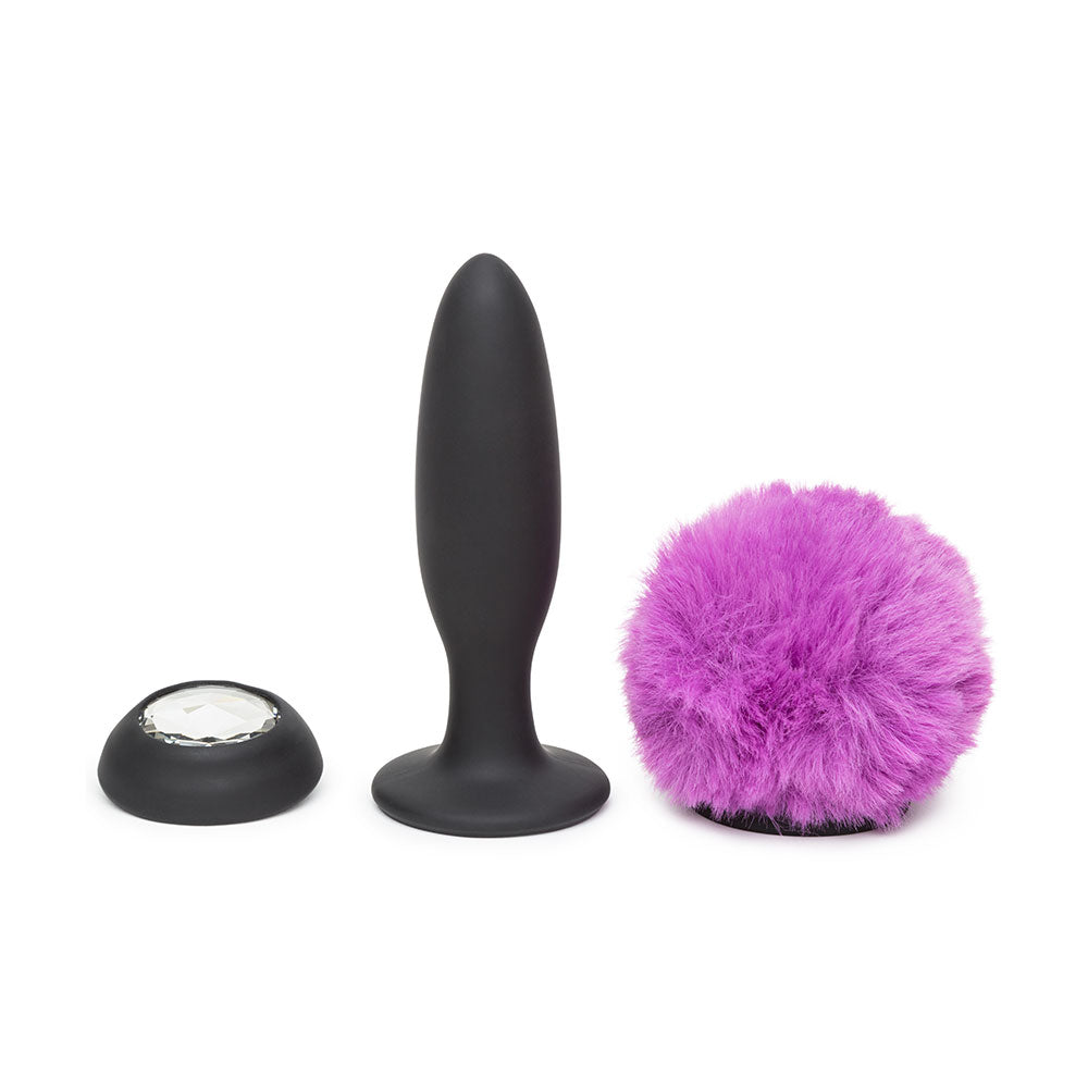 Happy Rabbit Rechargeable Vibrating Butt Plug Medium - Black/Purple