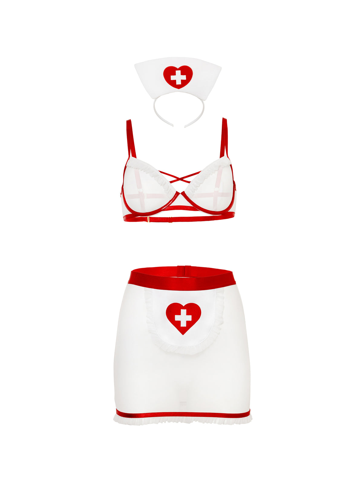 Oh La La Cheri Naughty Nurse Set - Red/White