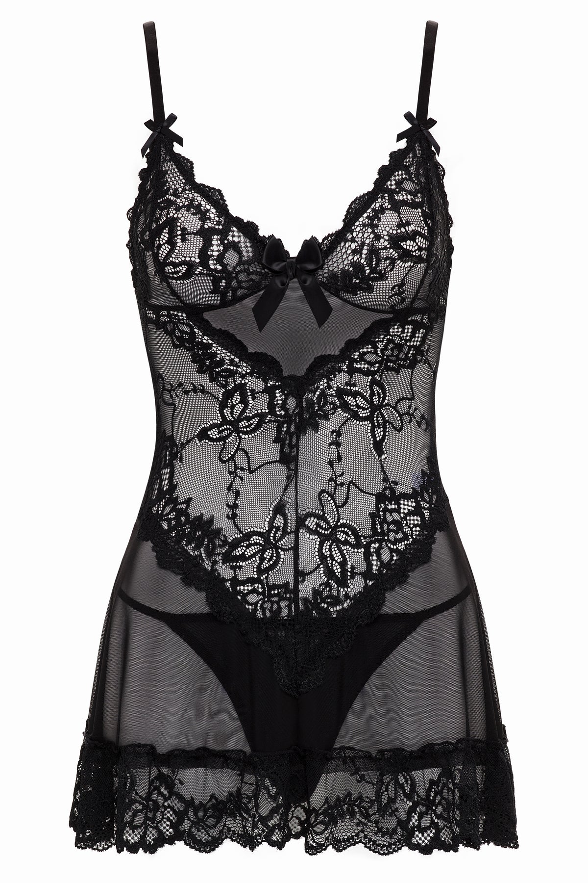 Oh La La Cheri Valentine Babydoll - Black