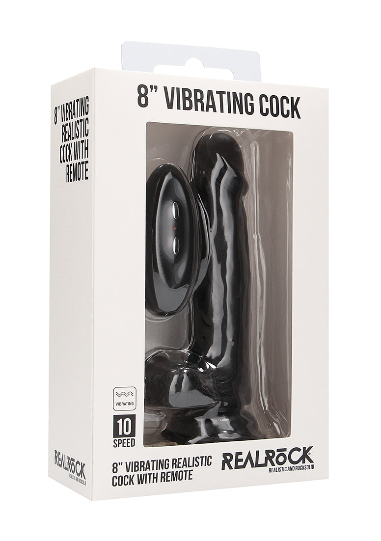 Real Rock - Vibrating Cock & Balls 8 inches - Black