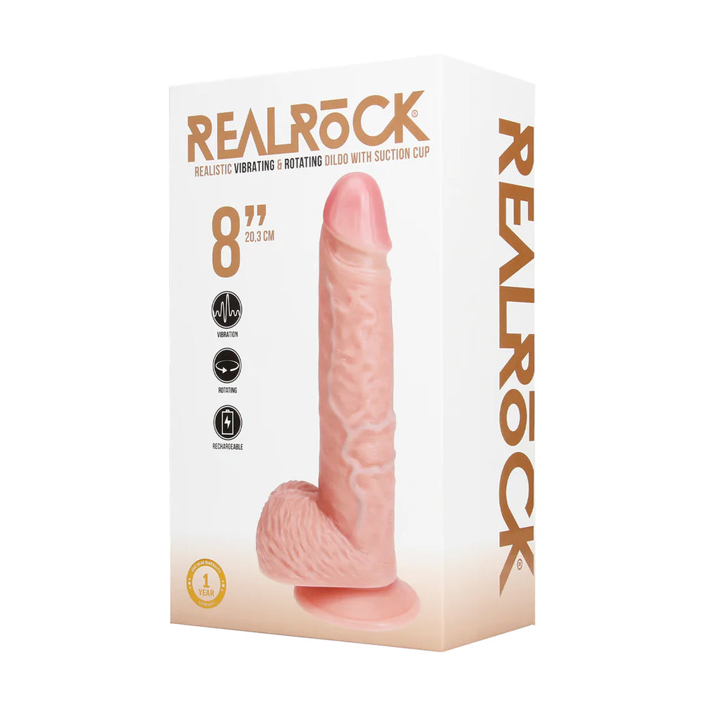 Real Rock - Vibrating and Rotating Straight Cock with Balls - 8 / 20 5 cm - Flesh