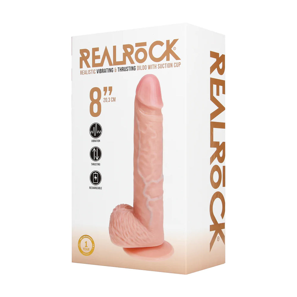 Real Rock - Vibrating and Thrusting Straight Cock with Balls - 8 / 20 5 cm - Flesh