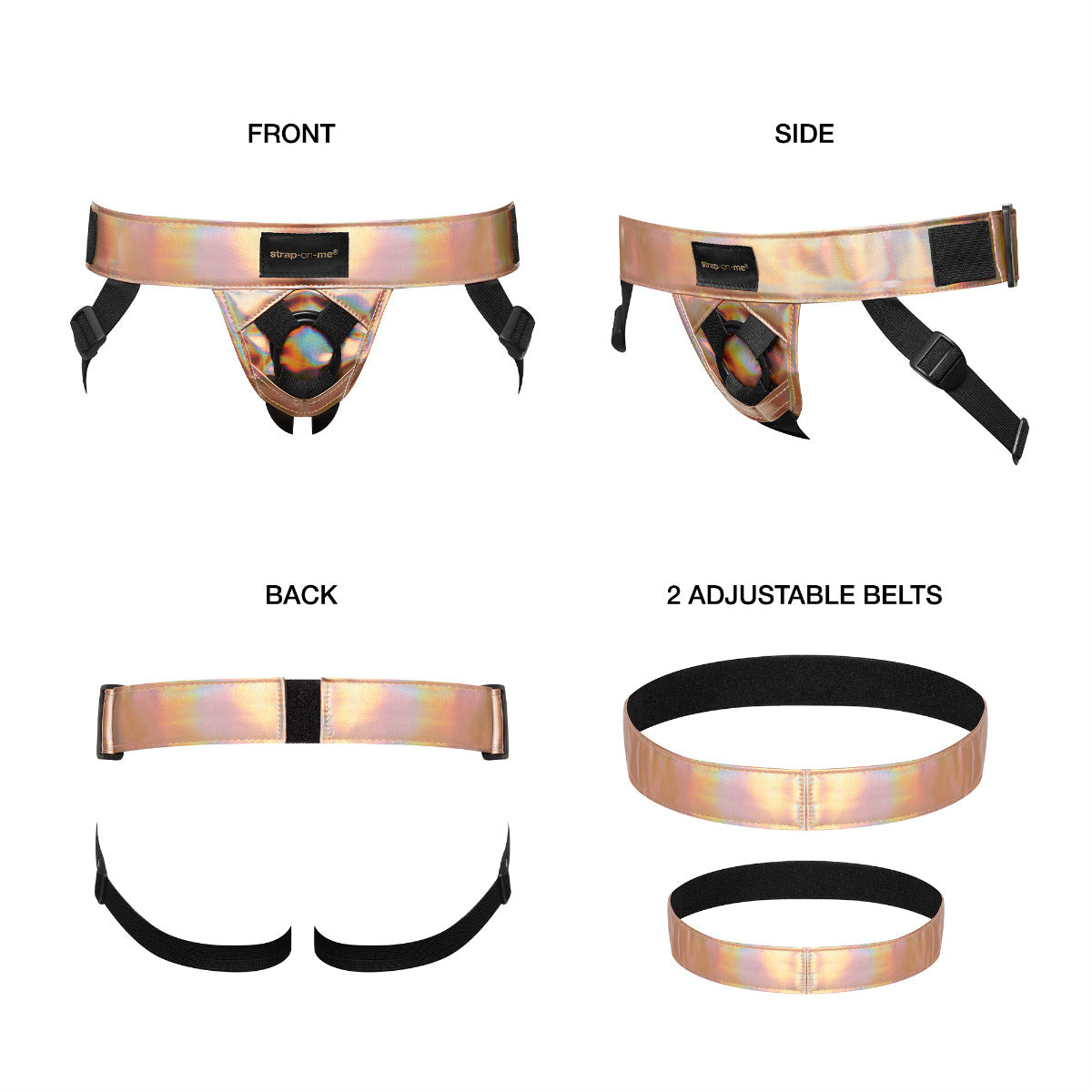Strap On Me - Leatherette Harness Curious - Rose Gold Holographic
